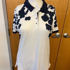 Kjus Enya Printed Polo - White/Atlanta Blue - Women's Medium